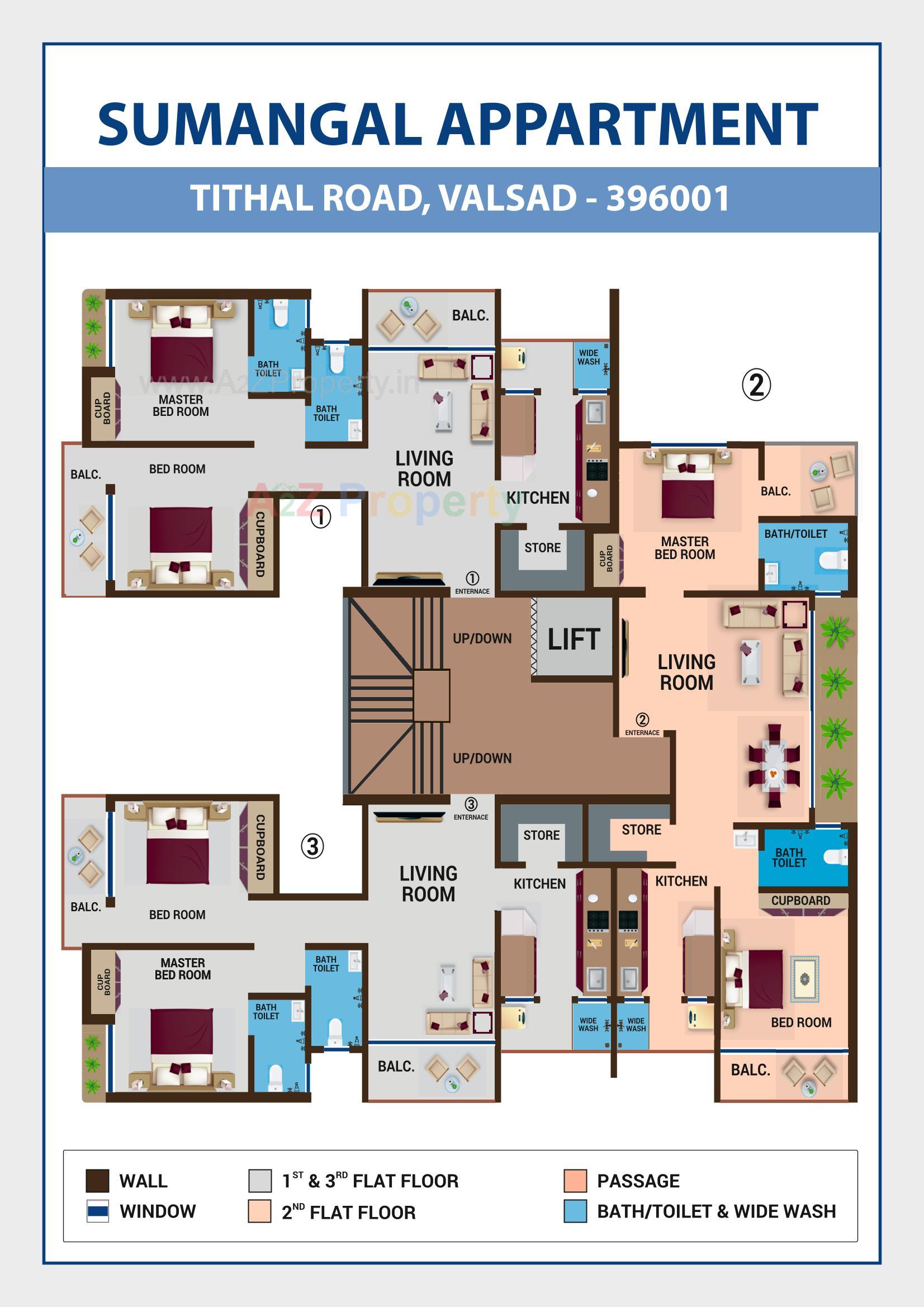 Layout of real estate project Sumangal Appartment located at City, Valsad, Gujarat