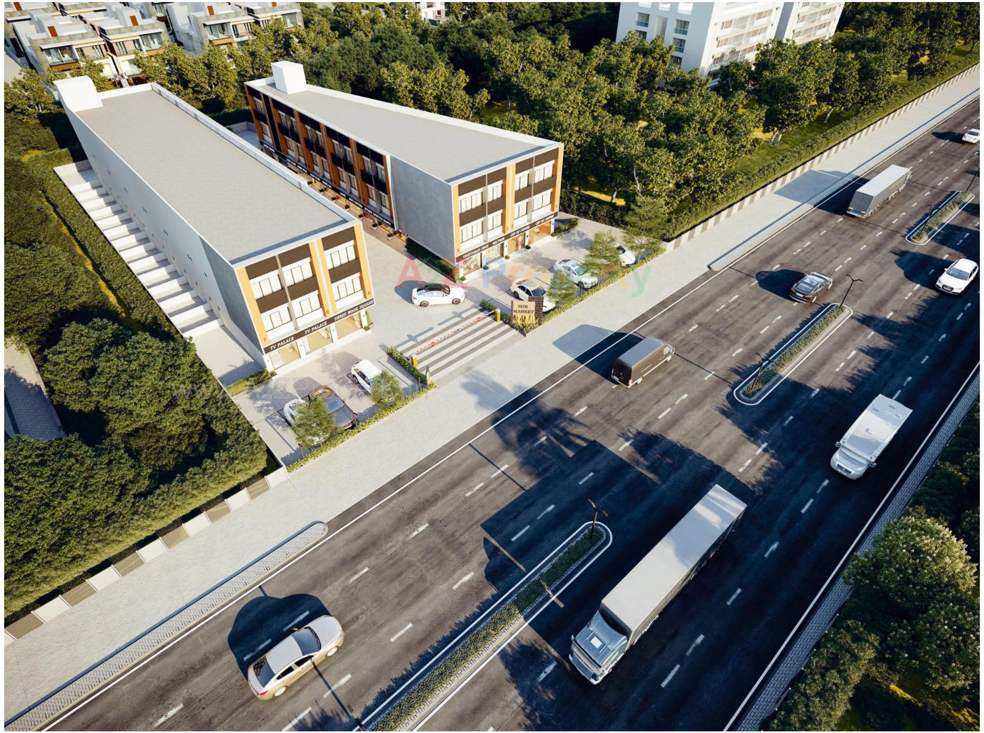 3D Elevation of real estate project Sun Market located at Vapi, Valsad, Gujarat