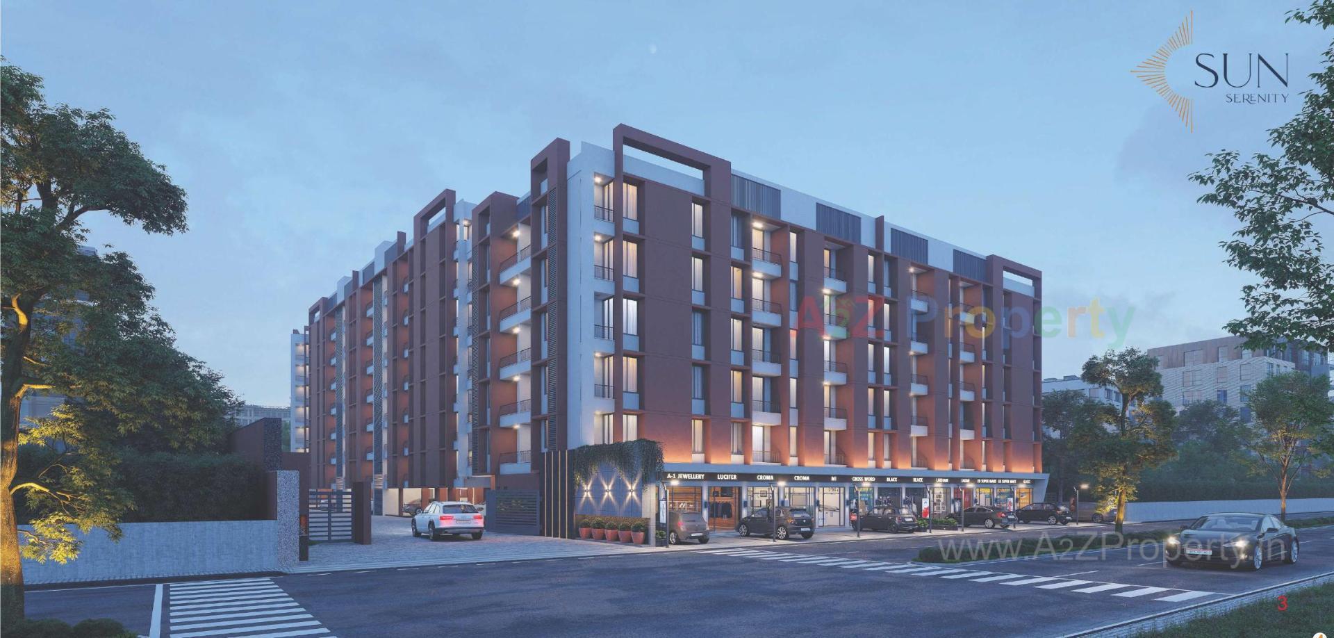 3D Elevation of real estate project Sun Serenity located at Dungra, Valsad, Gujarat