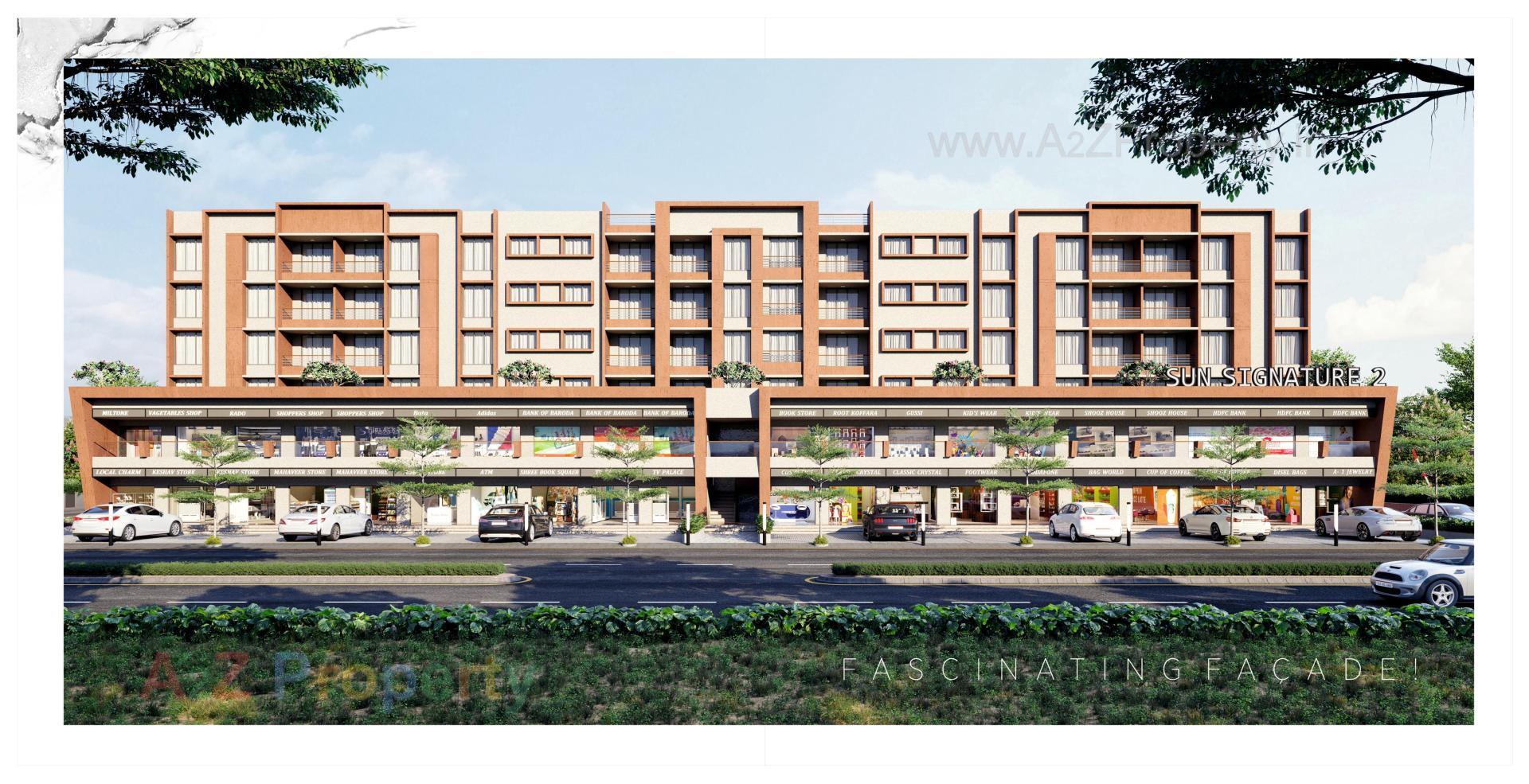 3D Elevation of real estate project Sun Signature located at Dungra, Valsad, Gujarat