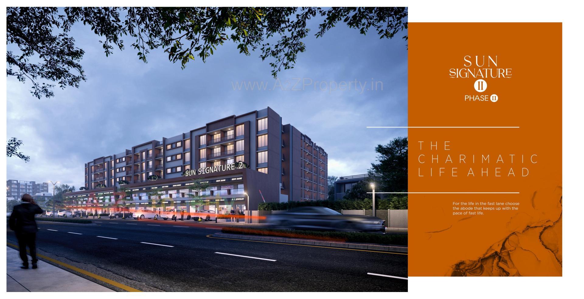 3D Elevation of real estate project Sun Signature located at Dungra, Valsad, Gujarat