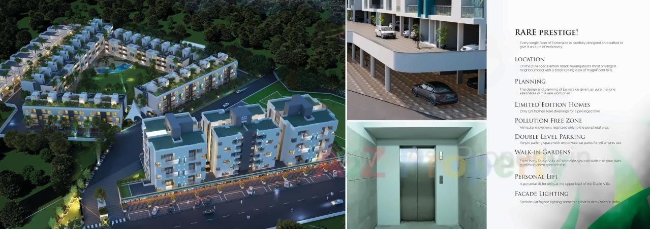 3D Elevation of real estate project Esmeralde located at Aurangabad-m-corp, Aurangabad, Maharashtra