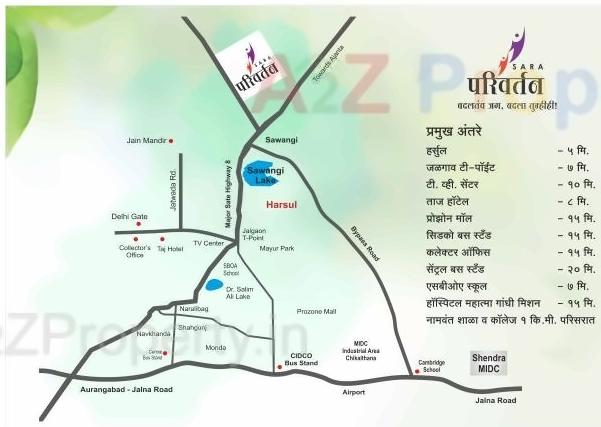Keyplan of real estate project Sara Parivartan   Sector E located at Sawangi, Aurangabad, Maharashtra