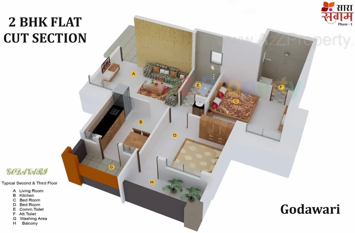 Layout of real estate project Sara Sangam located at Wadgaon-kolhati-ct, Aurangabad, Maharashtra
