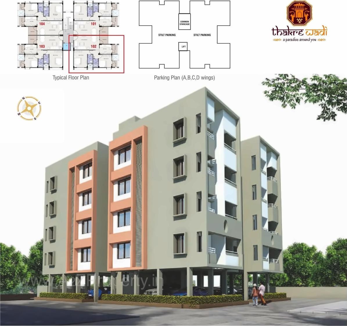 3D Elevation of real estate project Thakrewadi located at Chandrapur-m-cl, Chandrapur, Maharashtra