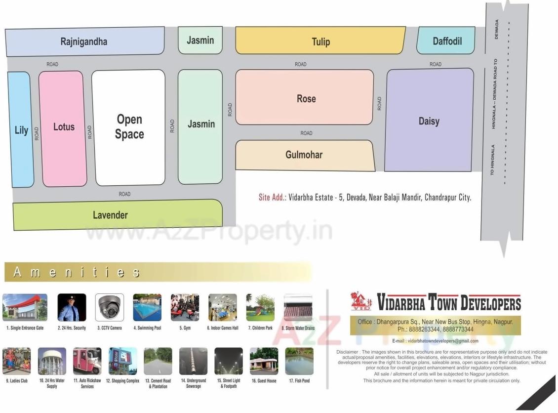 Layout of real estate project Vidarbha Estate Rose located at Dewada, Chandrapur, Maharashtra