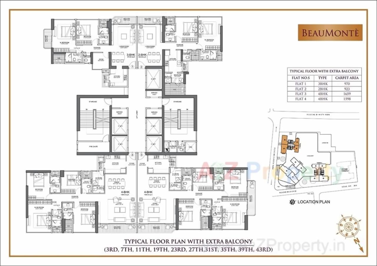 Layout of real estate project Beaumonte Tower located at Fnorth400022, MumbaiCity, Maharashtra