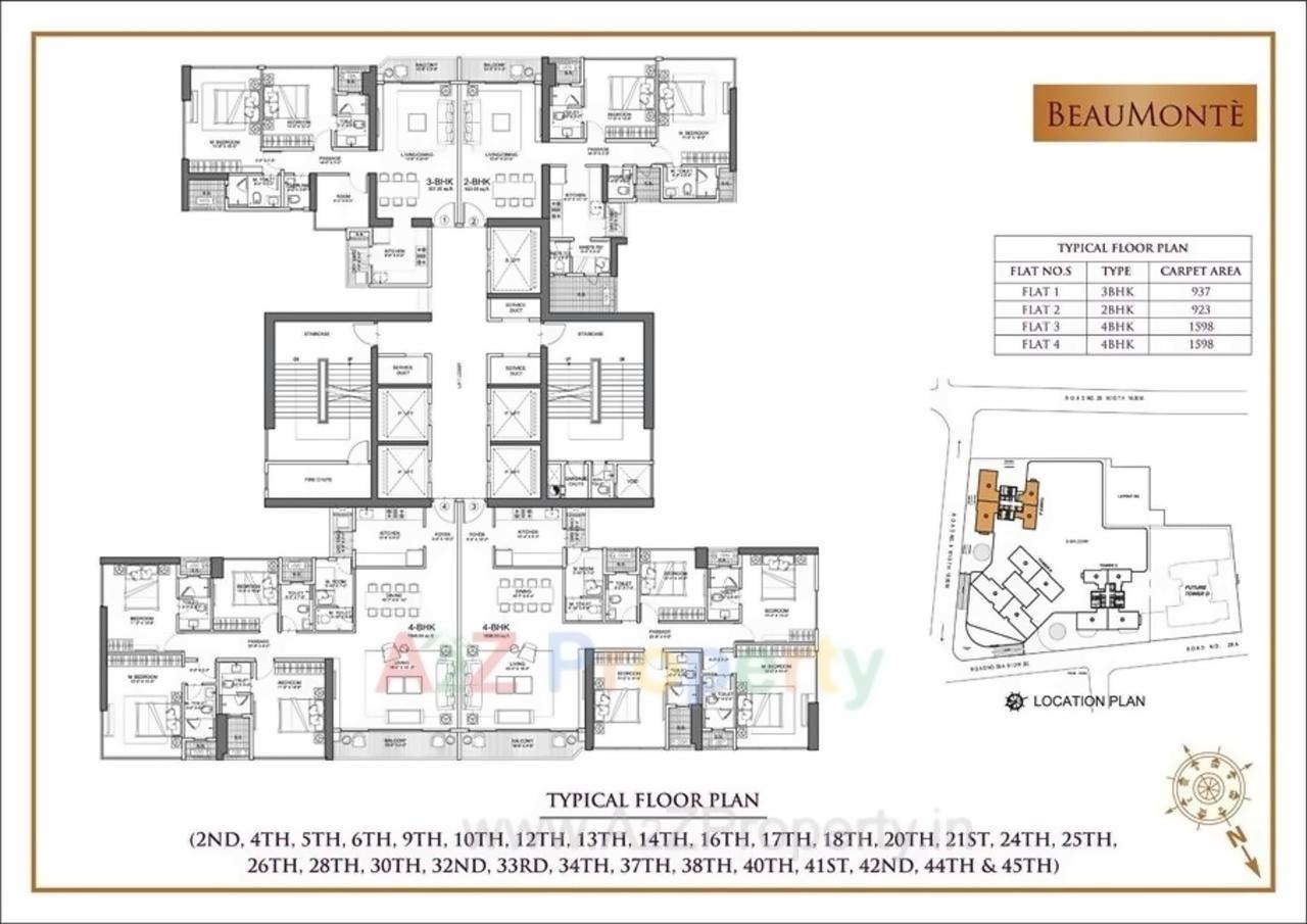 Layout of real estate project Beaumonte Tower located at Fnorth400022, MumbaiCity, Maharashtra