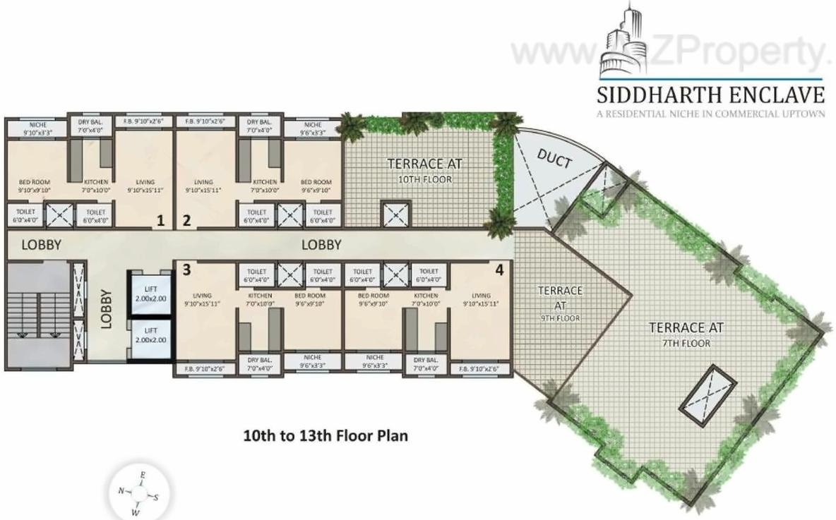 Layout of real estate project Siddharth Enclave located at Gsouth400013, MumbaiCity, Maharashtra