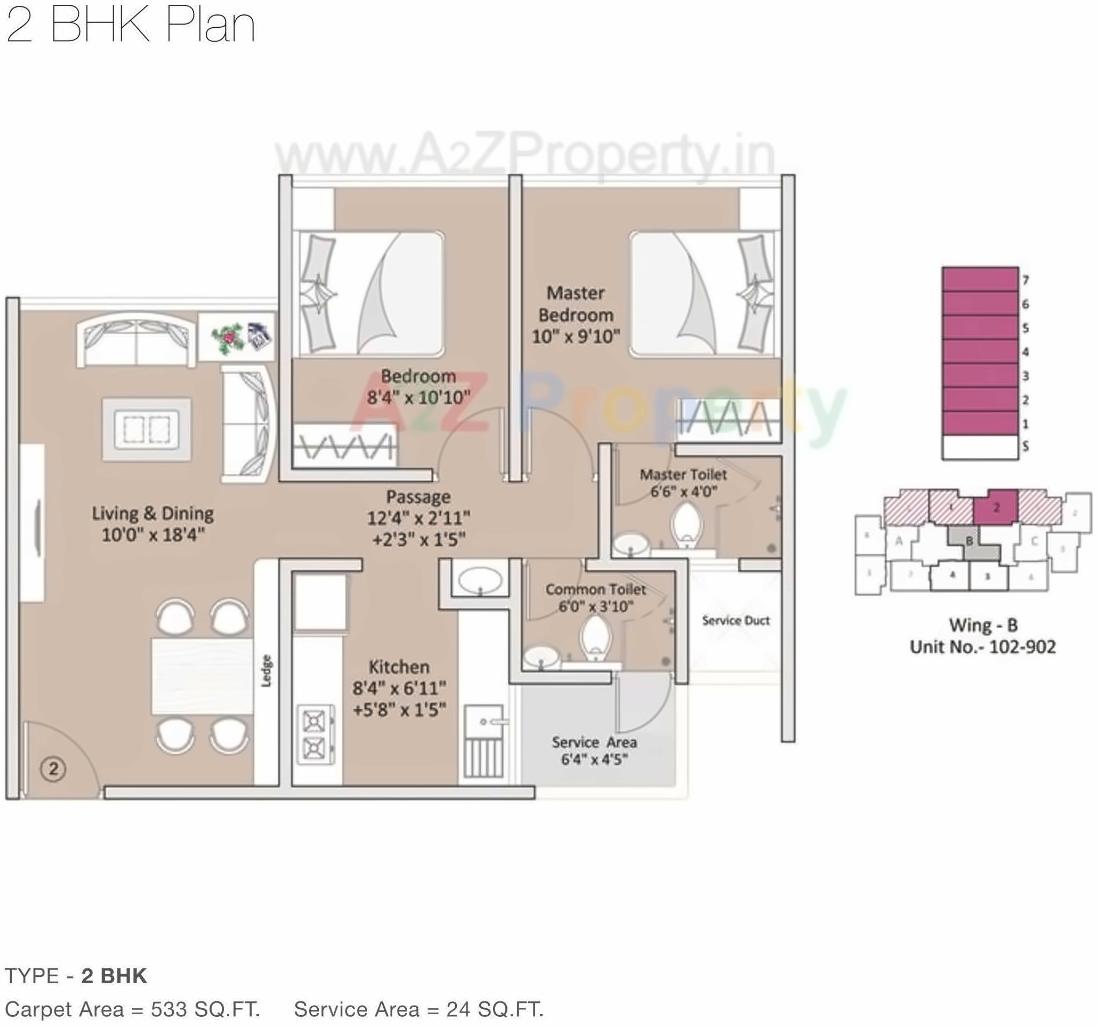 Layout of real estate project 7th Floor   C   The Baya Goldspot located at Andheri, MumbaiSuburban, Maharashtra