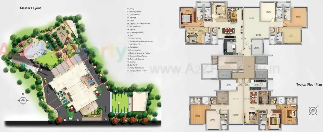Layout of real estate project 92 Bellevue located at Borivali, MumbaiSuburban, Maharashtra