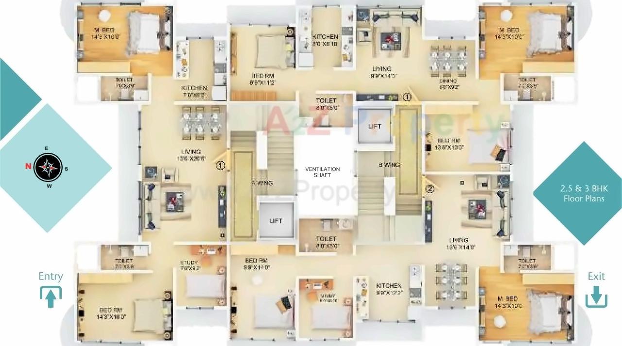 Layout of real estate project Aayush Aura located at Kurla, MumbaiSuburban, Maharashtra