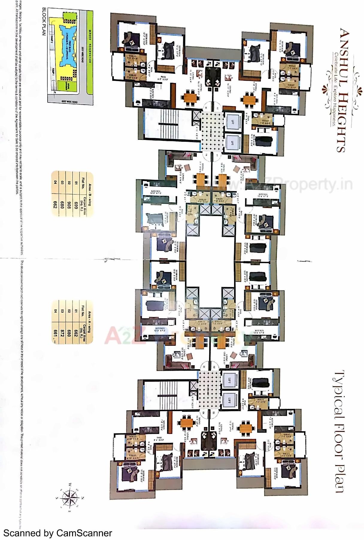 Layout of real estate project Anshul Heights located at Borivali, MumbaiSuburban, Maharashtra