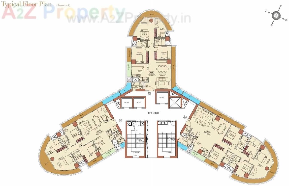 Layout of real estate project Aquaria Grande, B Floor 33 located at Borivali, MumbaiSuburban, Maharashtra