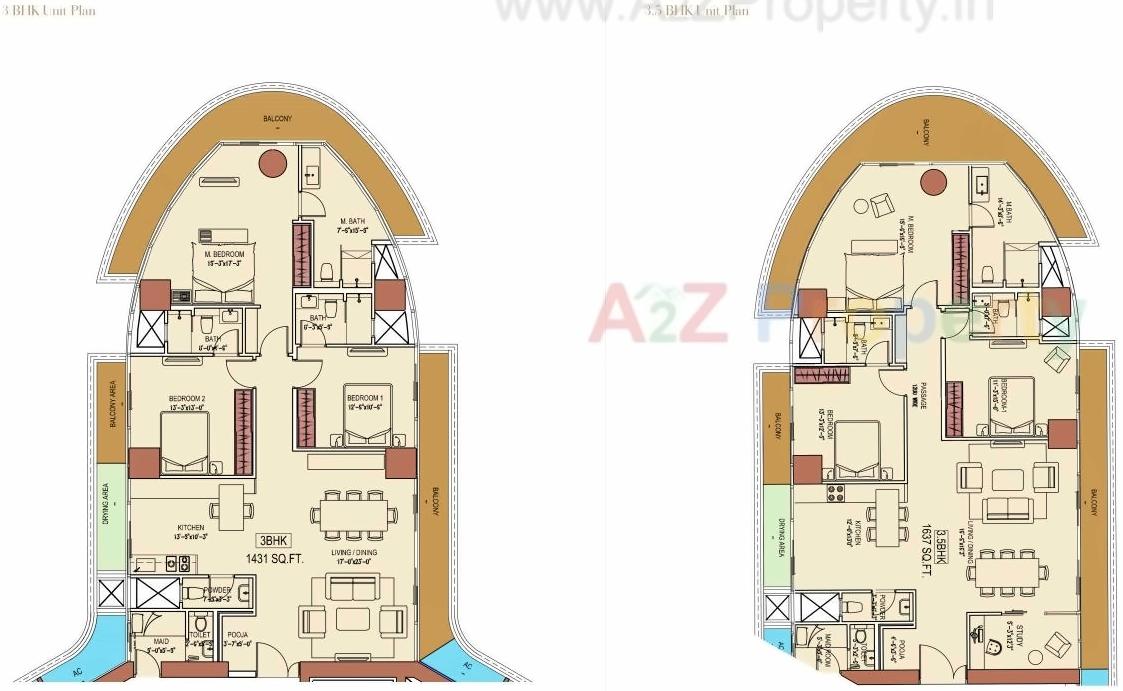 Layout of real estate project Aquaria Grande, B Floor 33 located at Borivali, MumbaiSuburban, Maharashtra