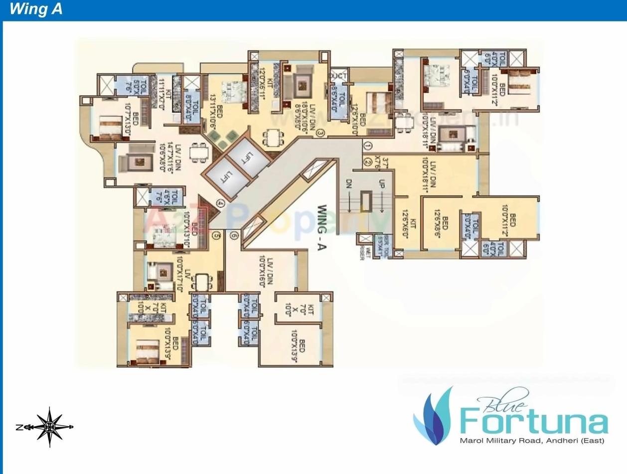 Layout of real estate project Blue Fortuna located at Andheri, MumbaiSuburban, Maharashtra
