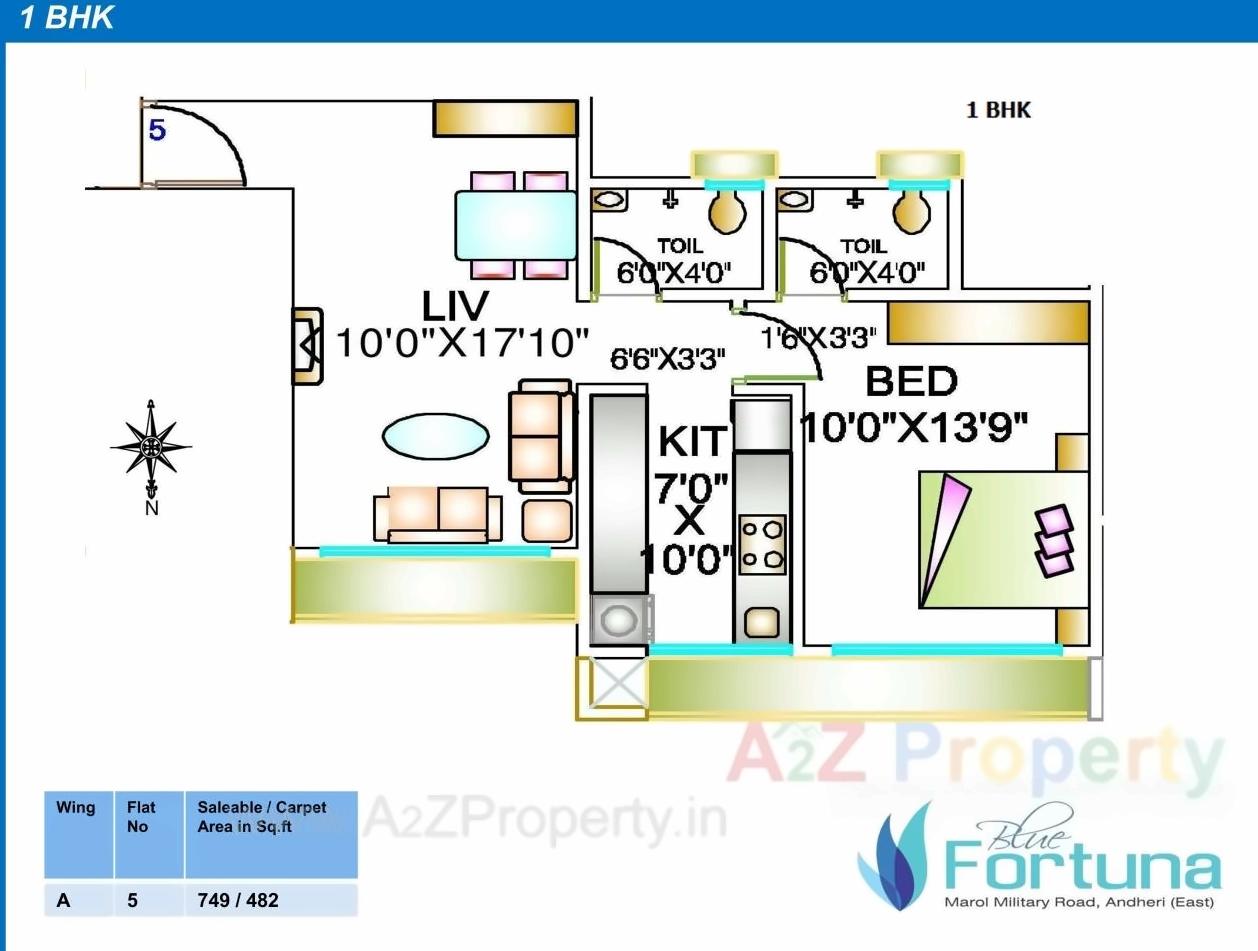Layout of real estate project Blue Fortuna located at Andheri, MumbaiSuburban, Maharashtra