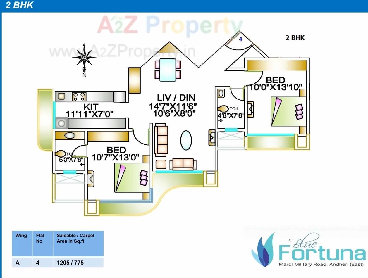 Layout of real estate project Blue Fortuna located at Andheri, MumbaiSuburban, Maharashtra