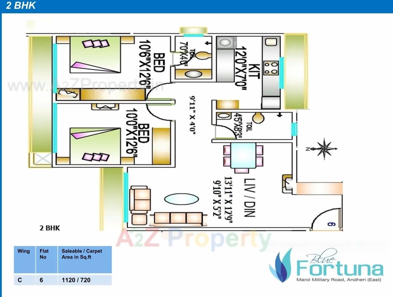 Layout of real estate project Blue Fortuna located at Andheri, MumbaiSuburban, Maharashtra