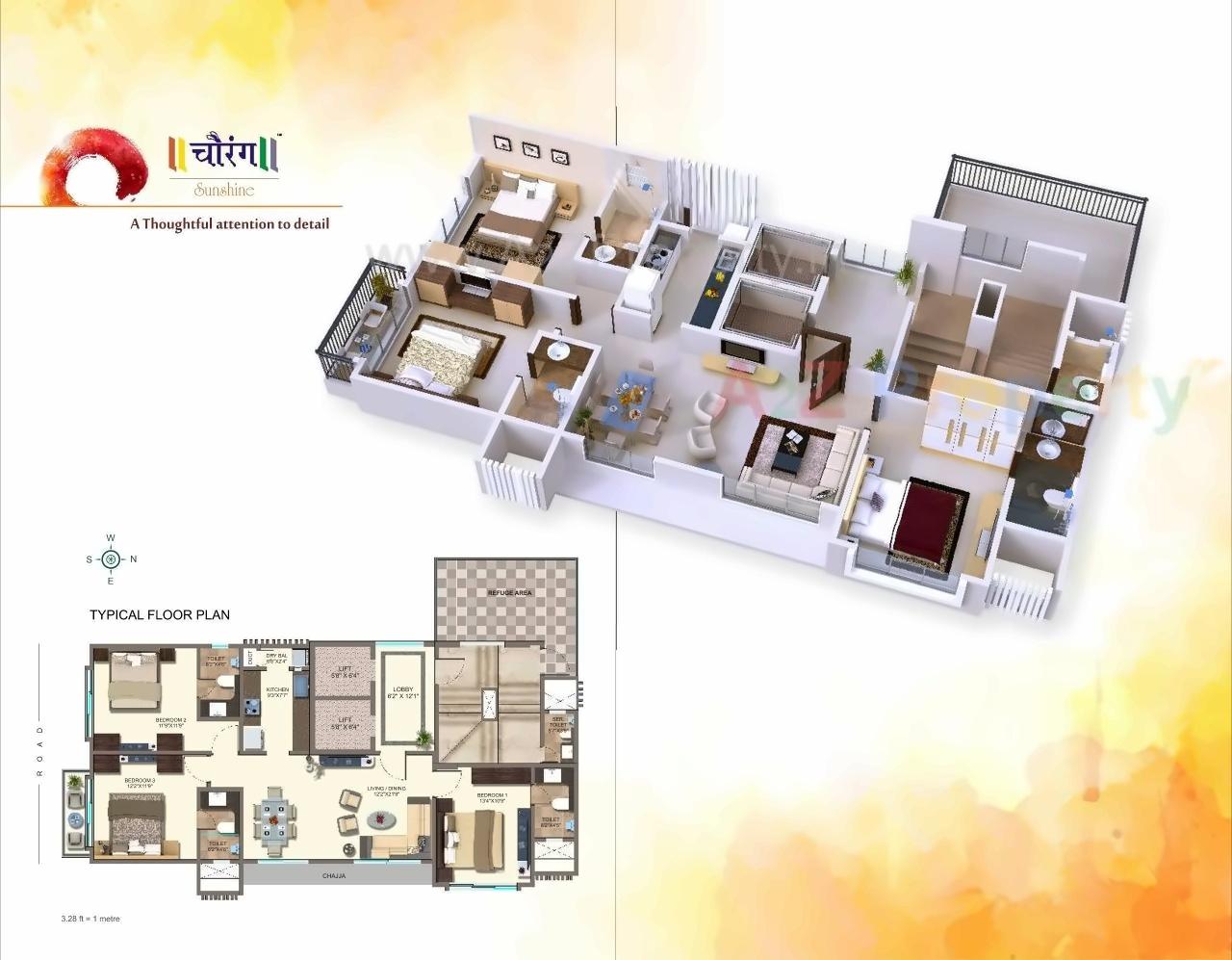 Layout of real estate project Chaurang Sunshine located at Greater-mumbai-m-corp-part-802794, MumbaiSuburban, Maharashtra