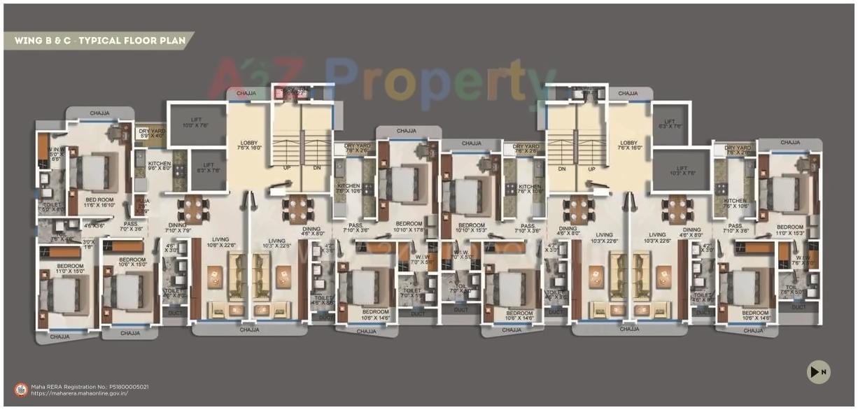 Layout of real estate project Ekta Trinity located at Andheri, MumbaiSuburban, Maharashtra
