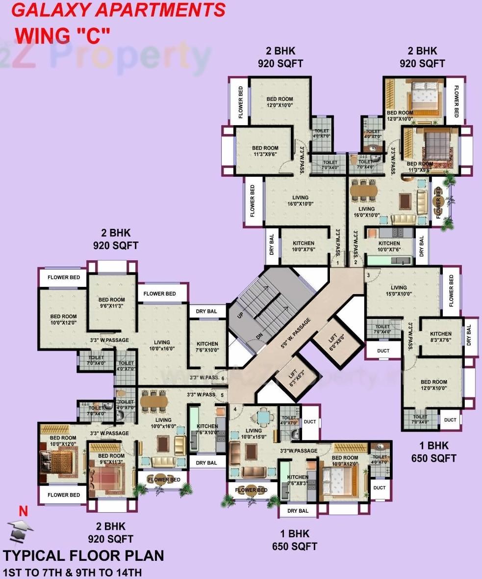 Layout of real estate project Galaxy Apartments Cdfs located at Kurla, MumbaiSuburban, Maharashtra
