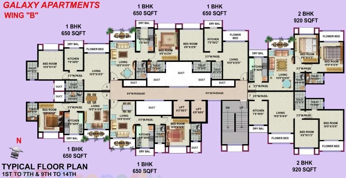 Layout of real estate project Galaxy Apartments Cdfs located at Kurla, MumbaiSuburban, Maharashtra