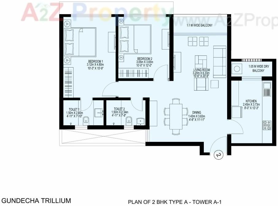 Layout of real estate project Gundecha Trillium located at Borivali, MumbaiSuburban, Maharashtra