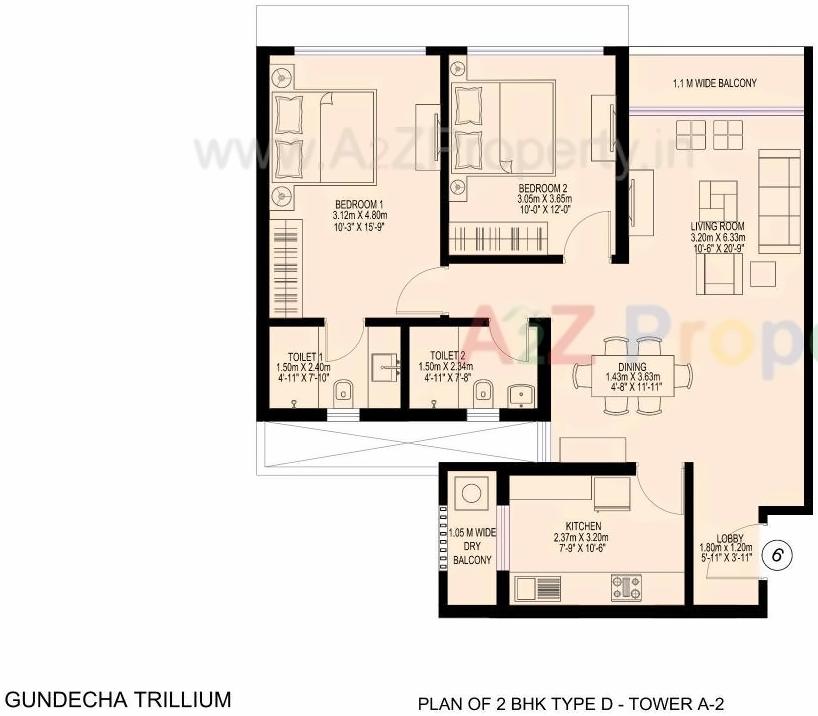 Layout of real estate project Gundecha Trillium located at Borivali, MumbaiSuburban, Maharashtra
