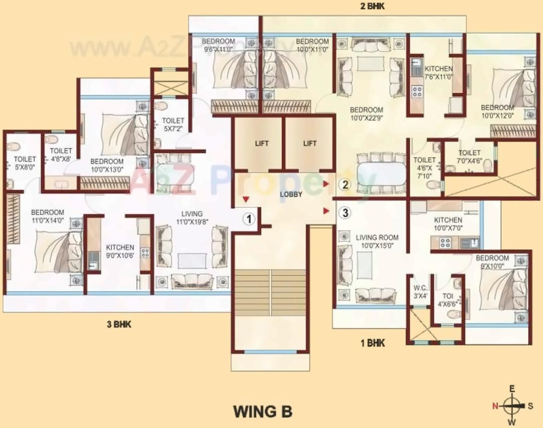 Layout of real estate project Kabra Aurum A B C D Redevelopment Of Goregaon Unnat Nagar Plot 51 To 55 Chsl located at Andheri, MumbaiSuburban, Maharashtra