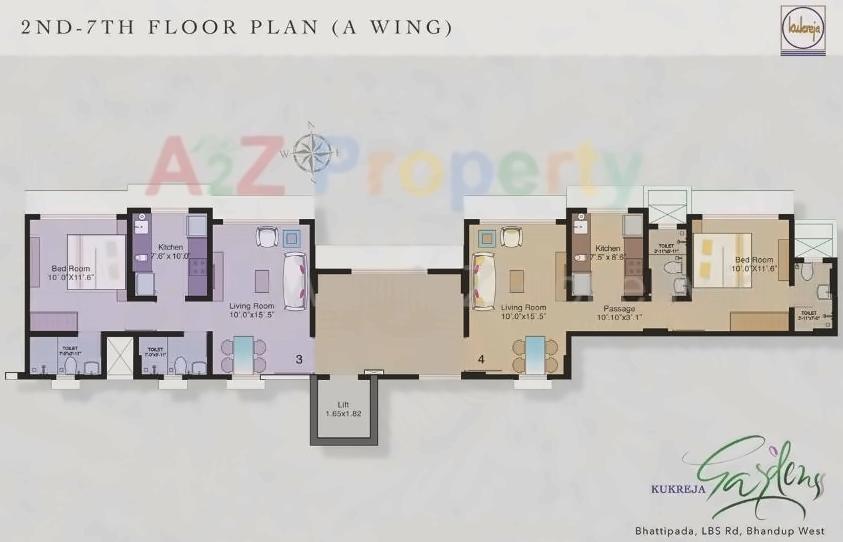 Layout of real estate project Kukreja Gardens located at Kurla, MumbaiSuburban, Maharashtra