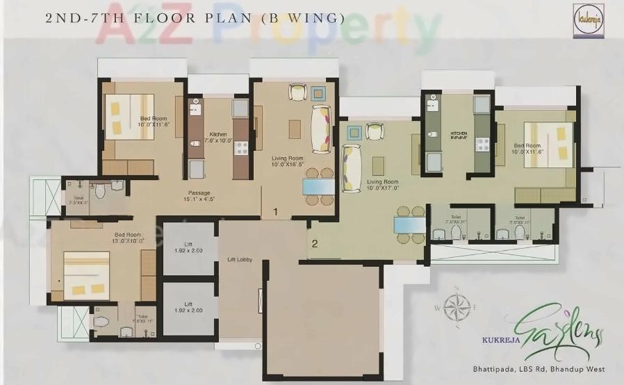 Layout of real estate project Kukreja Gardens located at Kurla, MumbaiSuburban, Maharashtra