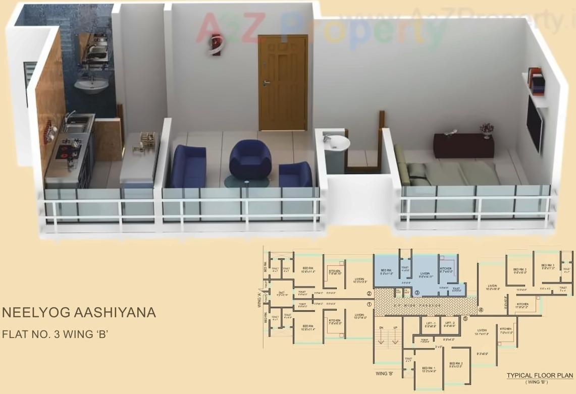 Layout of real estate project Neelyog Aashiyana located at Borivali, MumbaiSuburban, Maharashtra