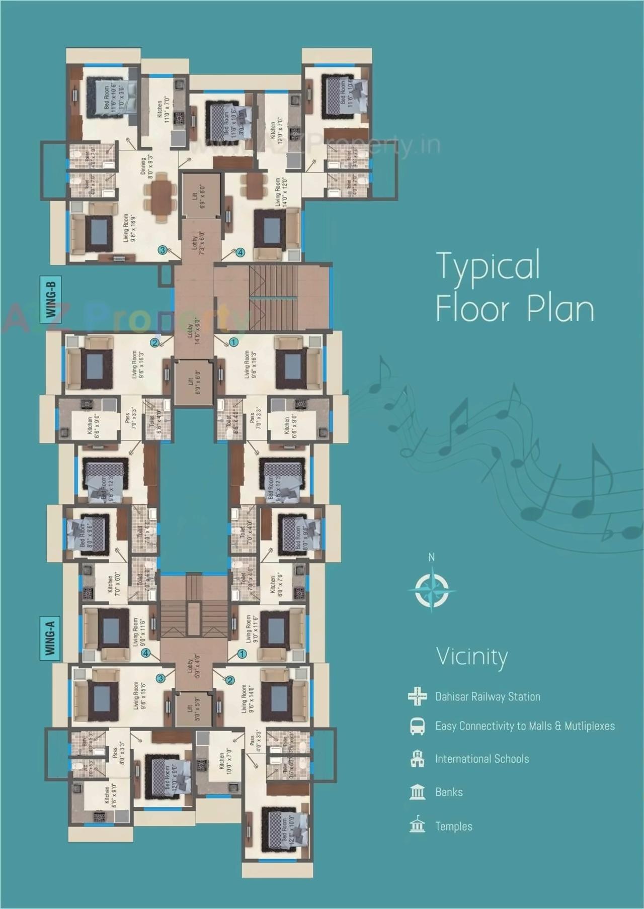 Layout of real estate project Raviraj Tarang located at Borivali, MumbaiSuburban, Maharashtra