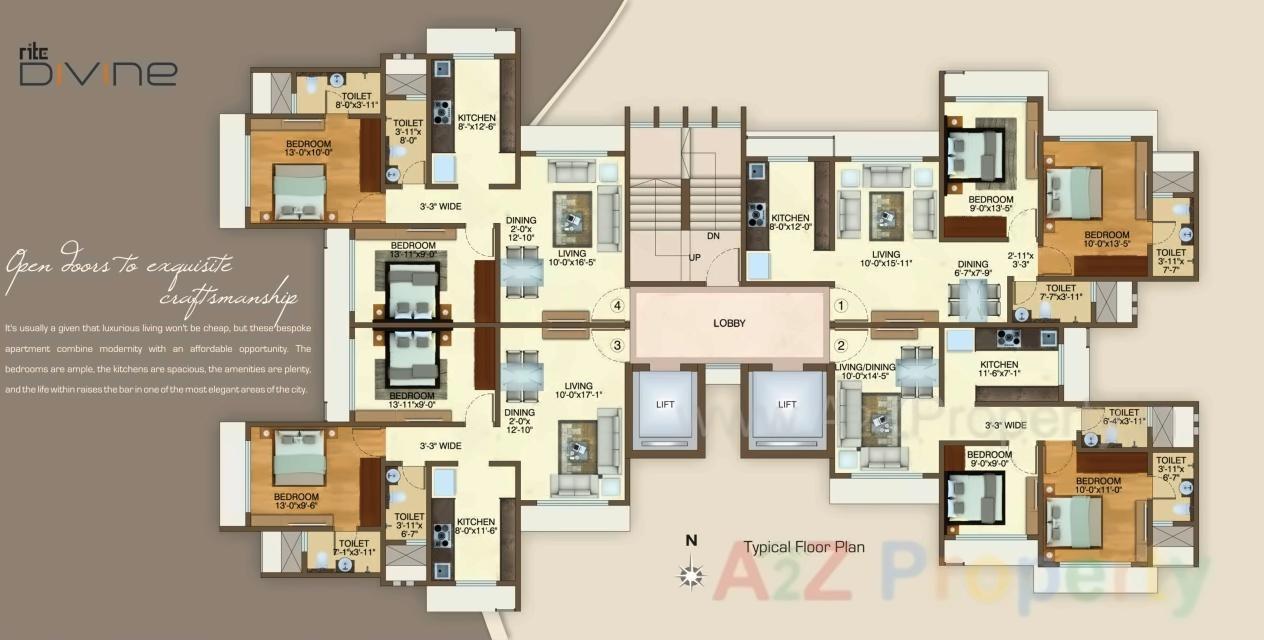 Layout of real estate project Rite Divine located at Borivali, MumbaiSuburban, Maharashtra