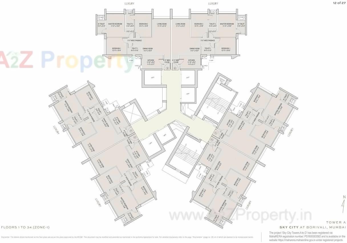 Layout of real estate project Sky City Towers A To located at Borivali, MumbaiSuburban, Maharashtra