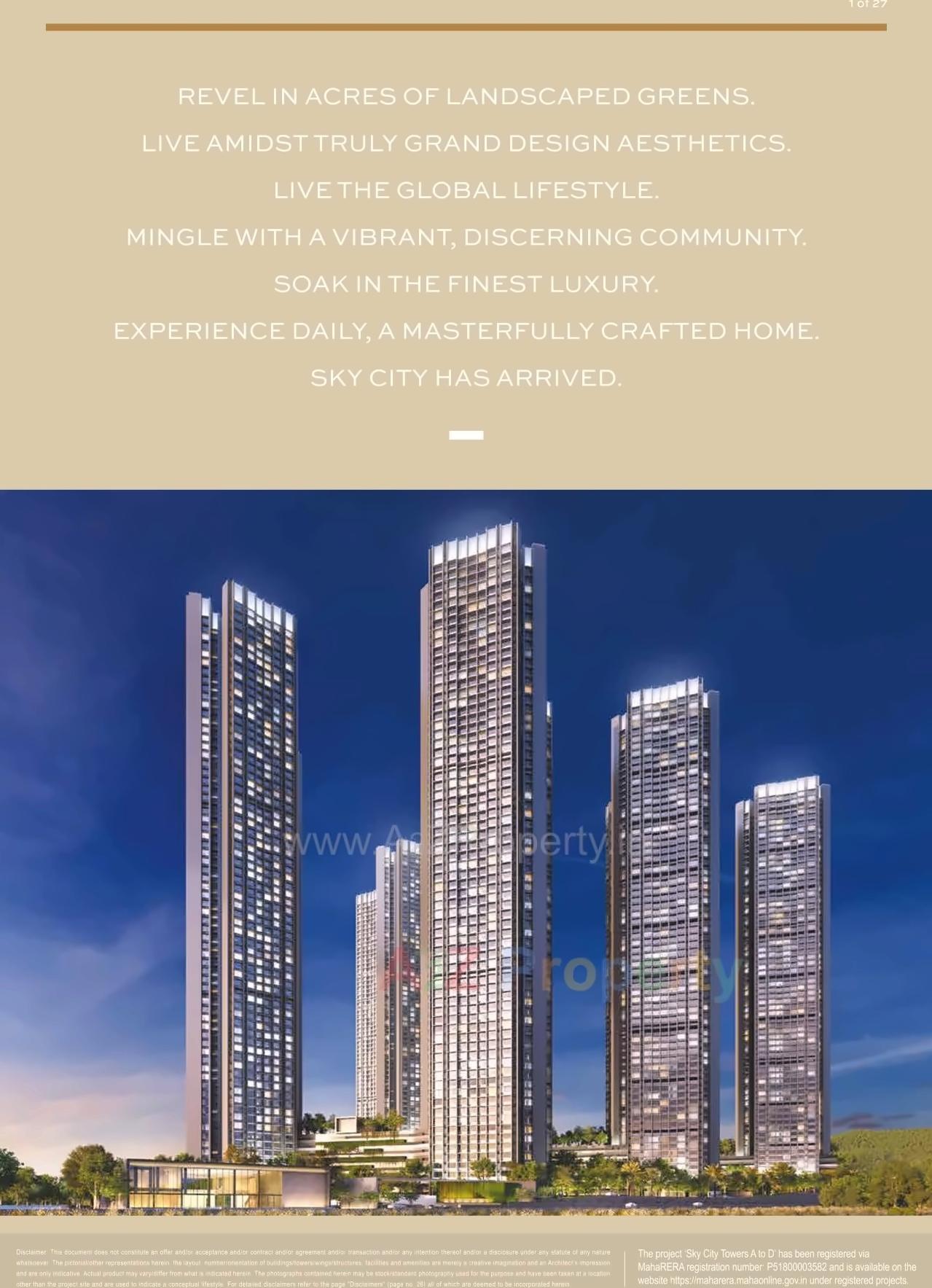 3D Elevation of real estate project Sky City Towers A To located at Borivali, MumbaiSuburban, Maharashtra