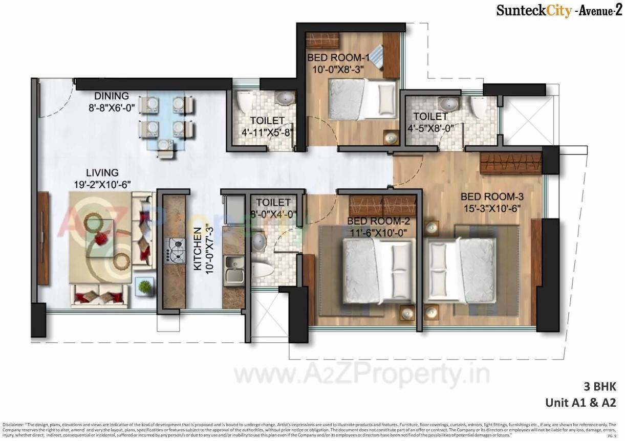 Layout of real estate project Sunteck City Avenue 2 located at Borivali, MumbaiSuburban, Maharashtra