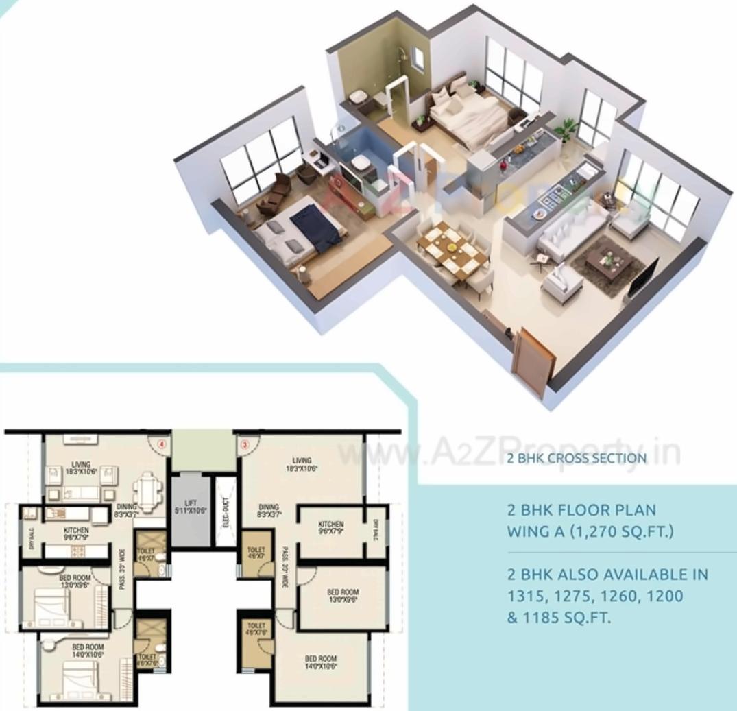 Layout of real estate project Whispering Tower Abcd located at Kurla, MumbaiSuburban, Maharashtra