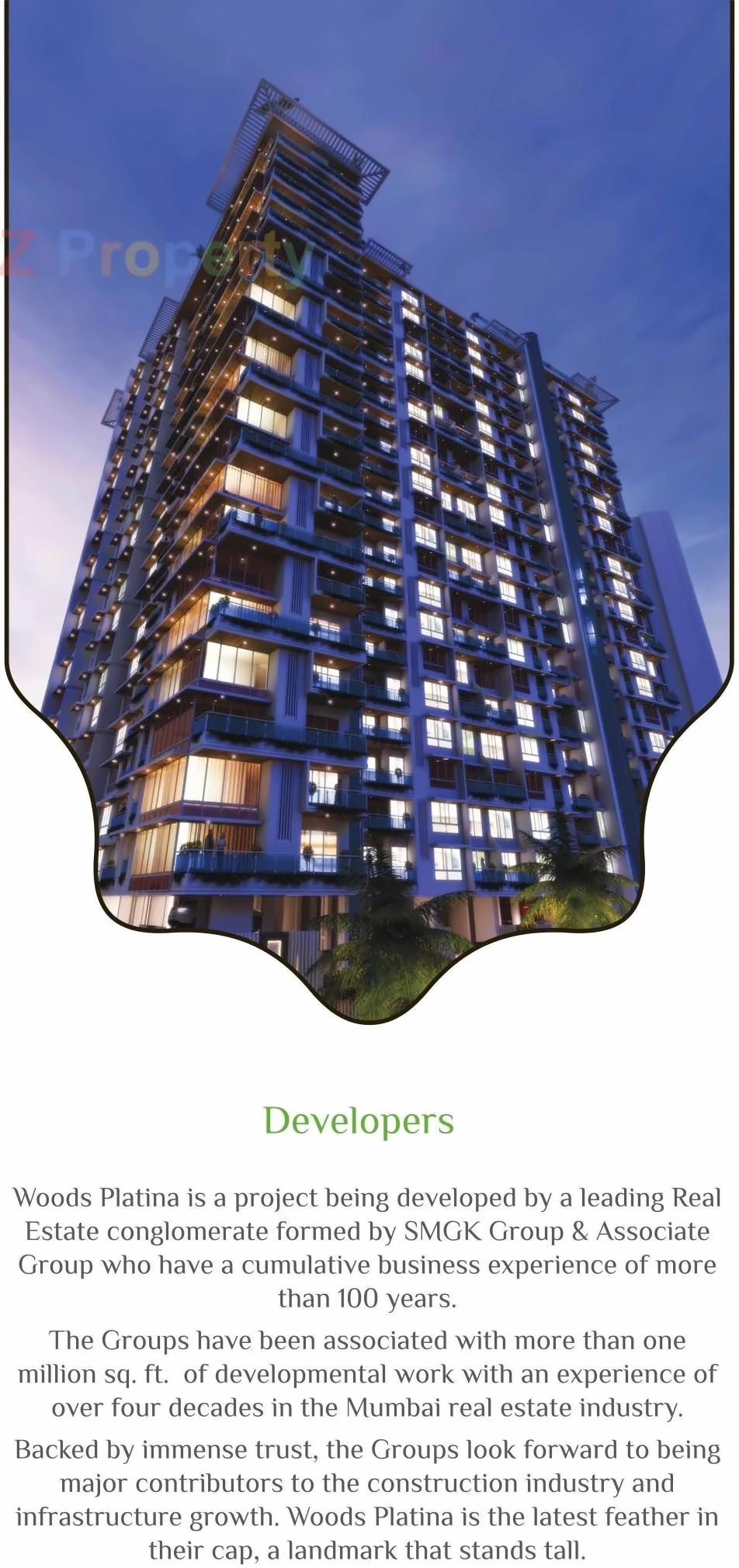 3D Elevation of real estate project Woods Platina B  Ebony Tower located at Andheri, MumbaiSuburban, Maharashtra