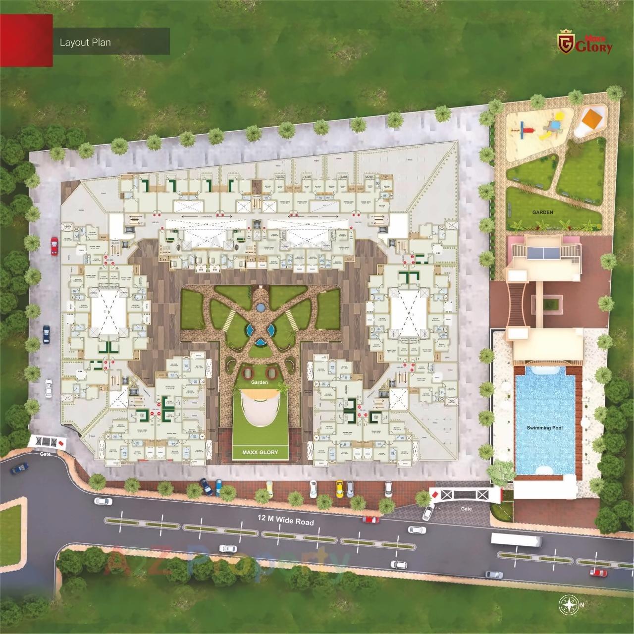 Layout of real estate project Maxx Glory located at Beltarodi, Nagpur, Maharashtra