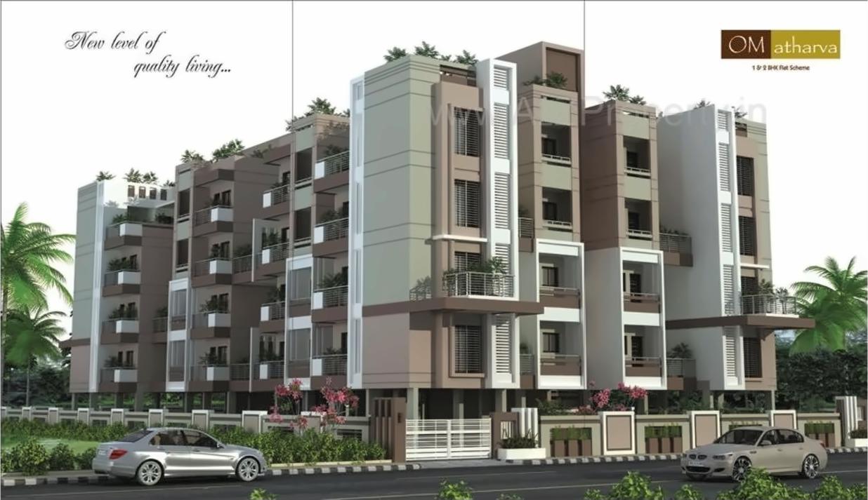 3D Elevation of real estate project Om Atharva Aparatment located at Godhani-railway, Nagpur, Maharashtra