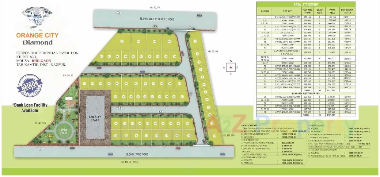 Layout of real estate project Orange City Diamond located at Nagpur-m-corp, Nagpur, Maharashtra