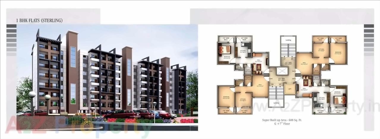 3D Elevation of real estate project Sandesh City Apartment located at Jamtha, Nagpur, Maharashtra