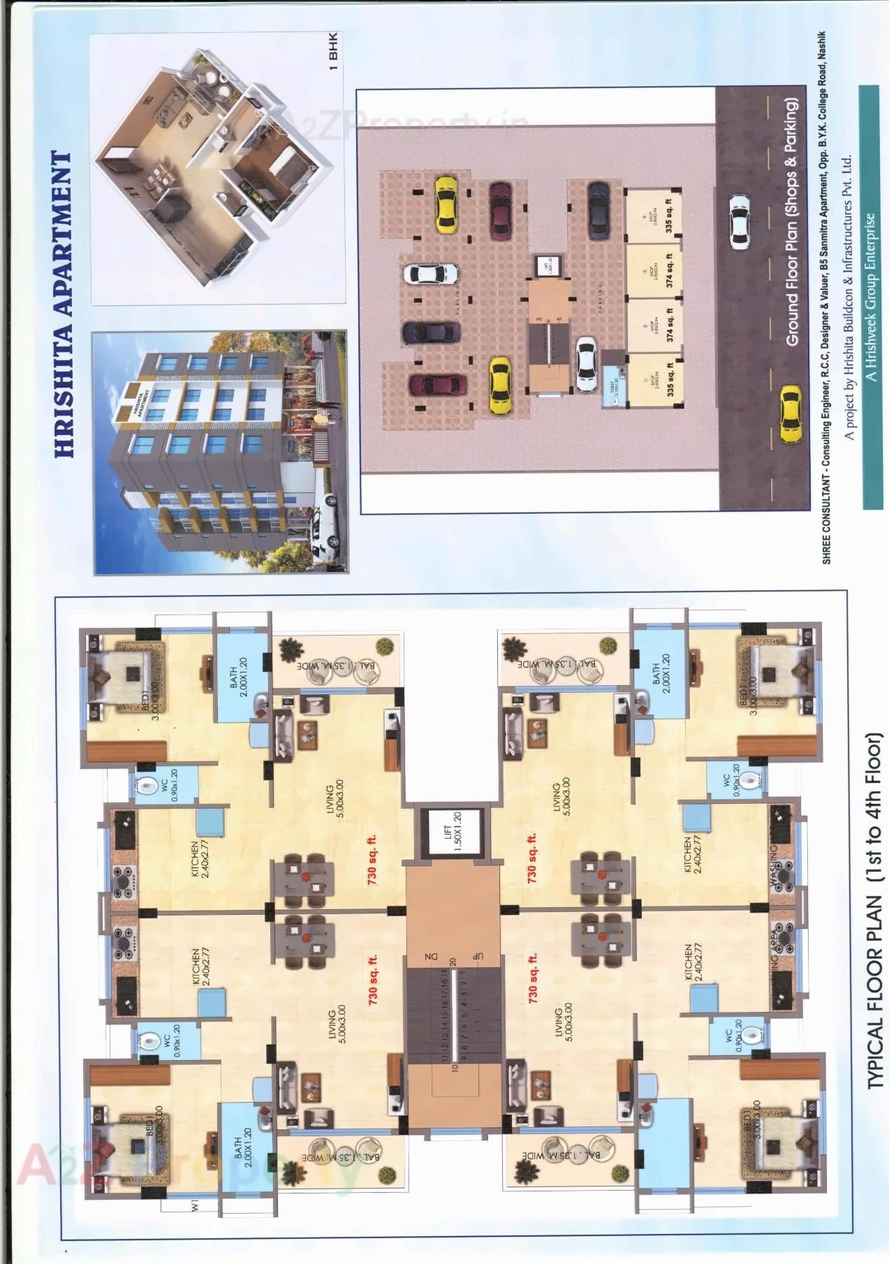 Layout of real estate project Hrishita Apartment located at Nashik, Nashik, Maharashtra