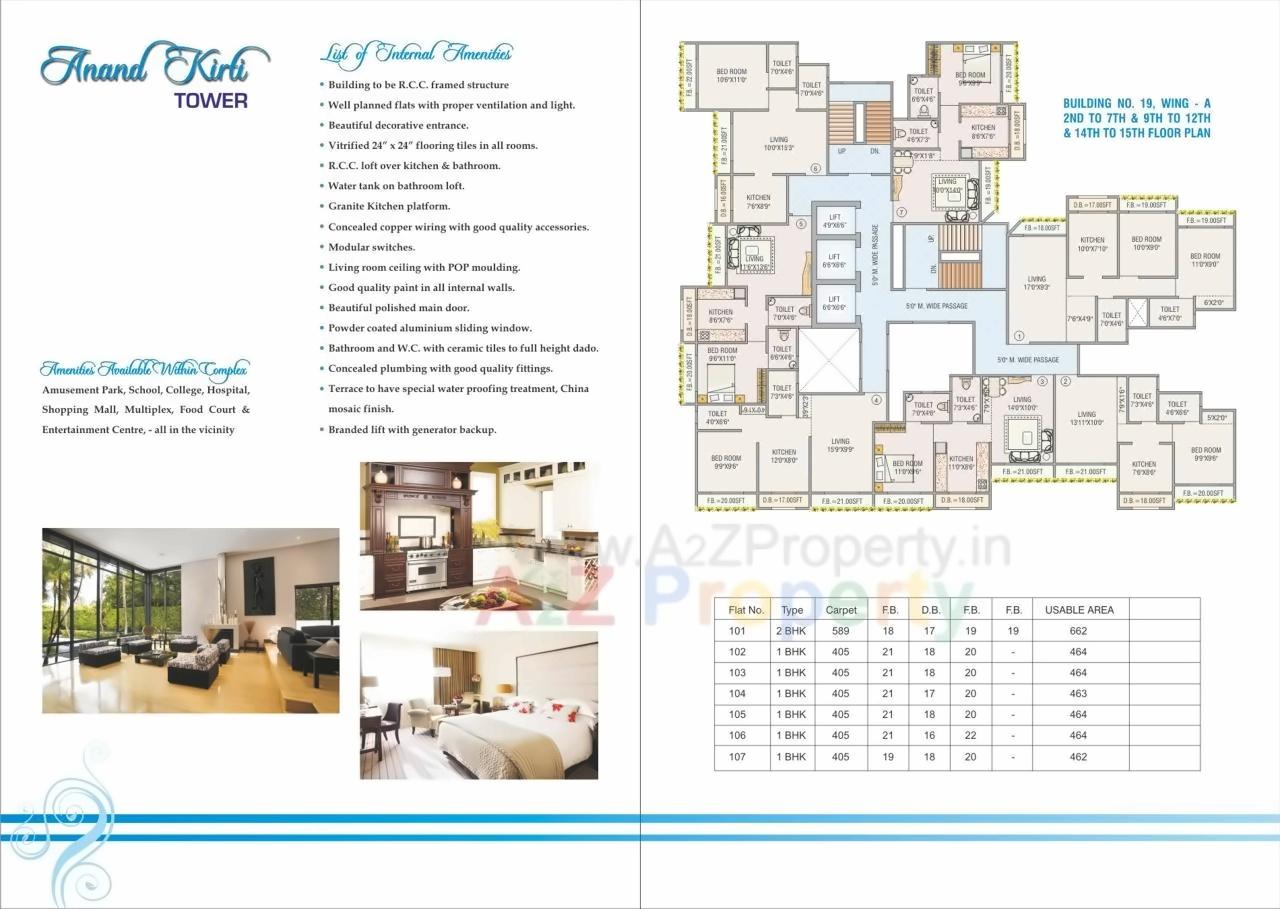 Layout of real estate project Anand Kirti Tower located at Vasaivirar-city-m-corp, Palghar, Maharashtra