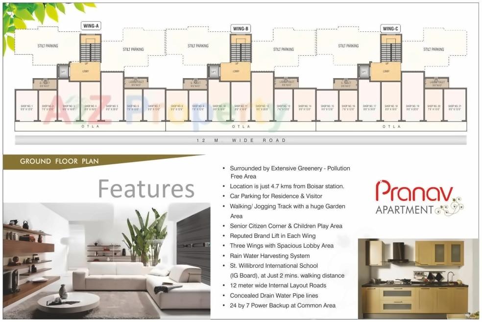 Layout of real estate project Pranav Apartment located at Kurgaon, Palghar, Maharashtra