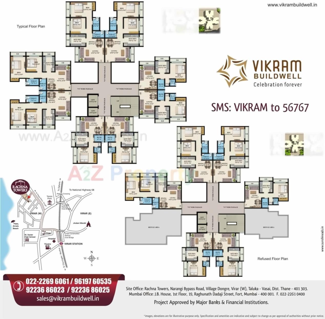 Layout of real estate project Rachna Towers located at Vasaivirar-city-m-corp, Palghar, Maharashtra