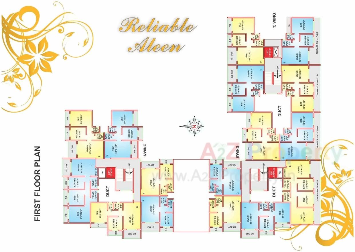 Layout of real estate project Reliable Aleen A,b,c located at Vasaivirar-city-m-corp, Palghar, Maharashtra