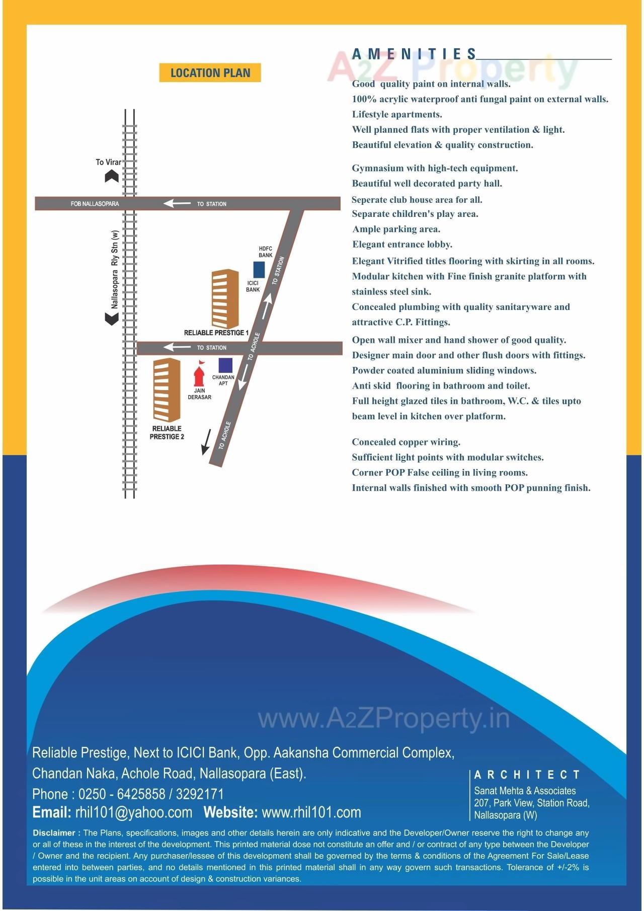 Keyplan of real estate project Reliable Prestige 2 located at Vasaivirar-city-m-corp, Palghar, Maharashtra